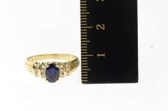 14K Yellow Gold Oval Sapphire Diamond Accent Classic Ring