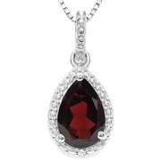 1.78 CT GARNET & DIAMOND 925 STERLING SILVER PENDANT
