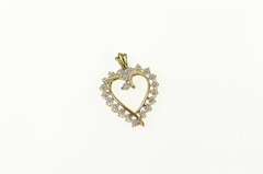 10K Yellow Gold Diamond Inset Curvy Wavy Heart Love Pendant