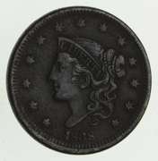 1838 Young Head Large Cent - Circulated