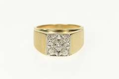 10K Yellow Gold 1/3 Ctw Squared Retro Men's Diamond Wedding Ring