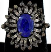 Awesome Anodized Tanzanite & Diamond Ring in Sterling Silver