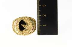 10K Yellow Gold Black Onyx Men's Patriotic Eagle Textured Ring