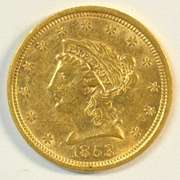 Scarce 1853 US $2.50 Liberty Gold Piece. Lustrous