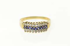 10K Yellow Gold Tiered Squared Syn. Sapphire Cubic Zirconia Ring