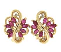 Incredible Yellow Gold Ruby and Diamond Earrings