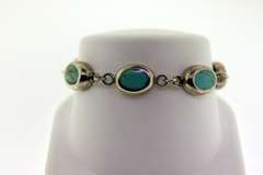 vintage Sterling Silver Turquoise Link Bracelet