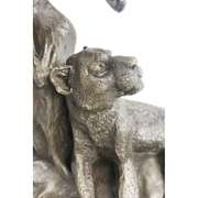 Wildlife African Lion and Baby Bust Bronze Sculpture