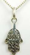 Sterling Hamsa Hand Pendant & Chain