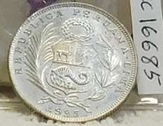 Peru 1935 Sil Dol Half Sol Silver 500 fine