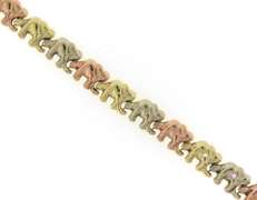 Fabulous Tri Gold Elephant Link Bracelet