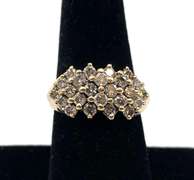 14 KT Yellow Gold Diamond Cluster Ring