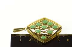 14K Yellow Gold 1960's Jade Ornate Squared Layered Look Pendant