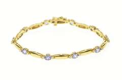 14K Yellow Gold Oval Tanzanite Diamond Oval Bar Link Bracelet