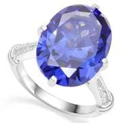 STERLING SILVER OV 13*18 MM LAB TANZANITE WOMEN RING