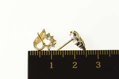 14K Yellow Gold Classic Sapphire Diamond Heart Stud Earrings