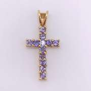 14kt Gold & Tanzanite Cross Pendant