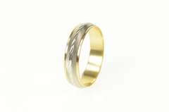 14K Yellow Gold Two Tone Grooved 6.6mm Men's Wedding Ring
