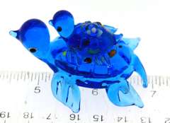 Art Glass Turtle with Baby Handblown Animal Figurine