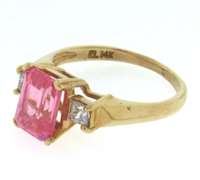 Handsome Yellow Gold Pink and White CZ Ring