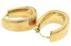 Chic 14kt YG Squared Oval Hoop Earrings