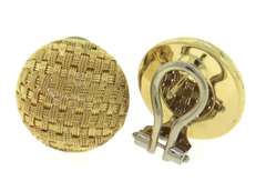 Captivating 18kt Woven Gold Button Earrings