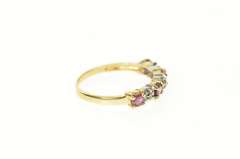 10K Yellow Gold Ruby Diamond Classic Wedding Band Ring
