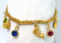 Sweet Multi-Stone Mementos Charm Bracelet in 14KT Yellow Gold