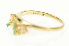 14K Yellow Gold Emerald Diamond Wrap Design Wedding Band Ring
