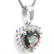 4/5 CT MYSTIC GEMSTONE & DIAMOND STERLING SILVER PENDANT