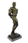 Muscle Man Flexing Bronze Sculpture