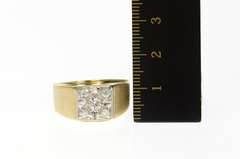 10K Yellow Gold 1/3 Ctw Squared Retro Men's Diamond Wedding Ring