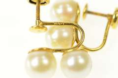 14K Yellow Gold Classic Two Pearl Screw Back Statement Earrings