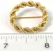 Circular Rope-Style Brooch in 14KT Yellow Gold