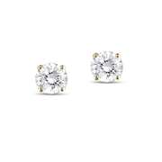 Gold over Sterling Silver 2ct Created White Sapphire Round Stud Earrings, 6mm