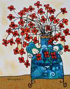 Avi Ben Simhon Flowers Blue Vase