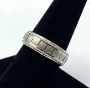 14KT White Gold Band with Diamond Accents