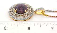 Majestic Massive 20.00CTS Cabochon Cut Natural Star Ruby & Sapphire Necklace in 3-Tone Sterling Silver