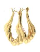 Elegant 14kt YG High Polish Ribbed Hoop Earrings