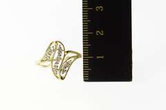 10K Yellow Gold Classic Diamond Wavy Zig Zag Bypass Ring