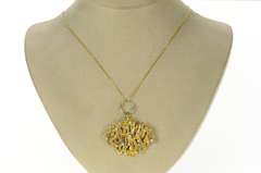 18K Yellow Gold 0.30 Ctw Abstract Grooved Textured Diamond Pendant