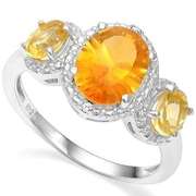925 STERLING SILVER OVAL 3.32CT DARK CITRINE WOMEN RING