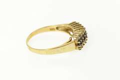 10K Yellow Gold Tiered Squared Syn. Sapphire Cubic Zirconia Ring