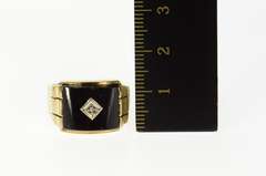 10K Yellow Gold 1940's Black Onyx Diamond Statement Ring