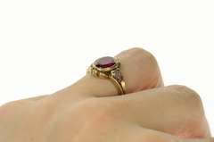 10K Yellow Gold 1940's Ornate Syn. Ruby CZ Statement Ring