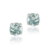 14K White Gold 1.1ct Blue Topaz Stud Earrings, 5mm