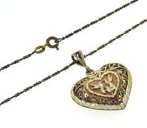 Vintage Sterling Silver Heart Shaped Pendant on Chain