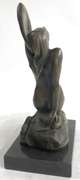 Sexy Lady Sits on Rock Bronze Sculpture