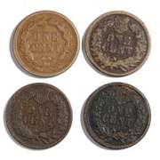 1859 CN 1862 CN 1864 CN &1874 Indian Cents