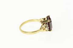 14K Yellow Gold 1940's Syn. Garnet Diamond Accent Classic Ring